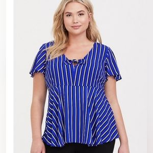 Torrid NWT Georgette Striped Bow Blouse 2